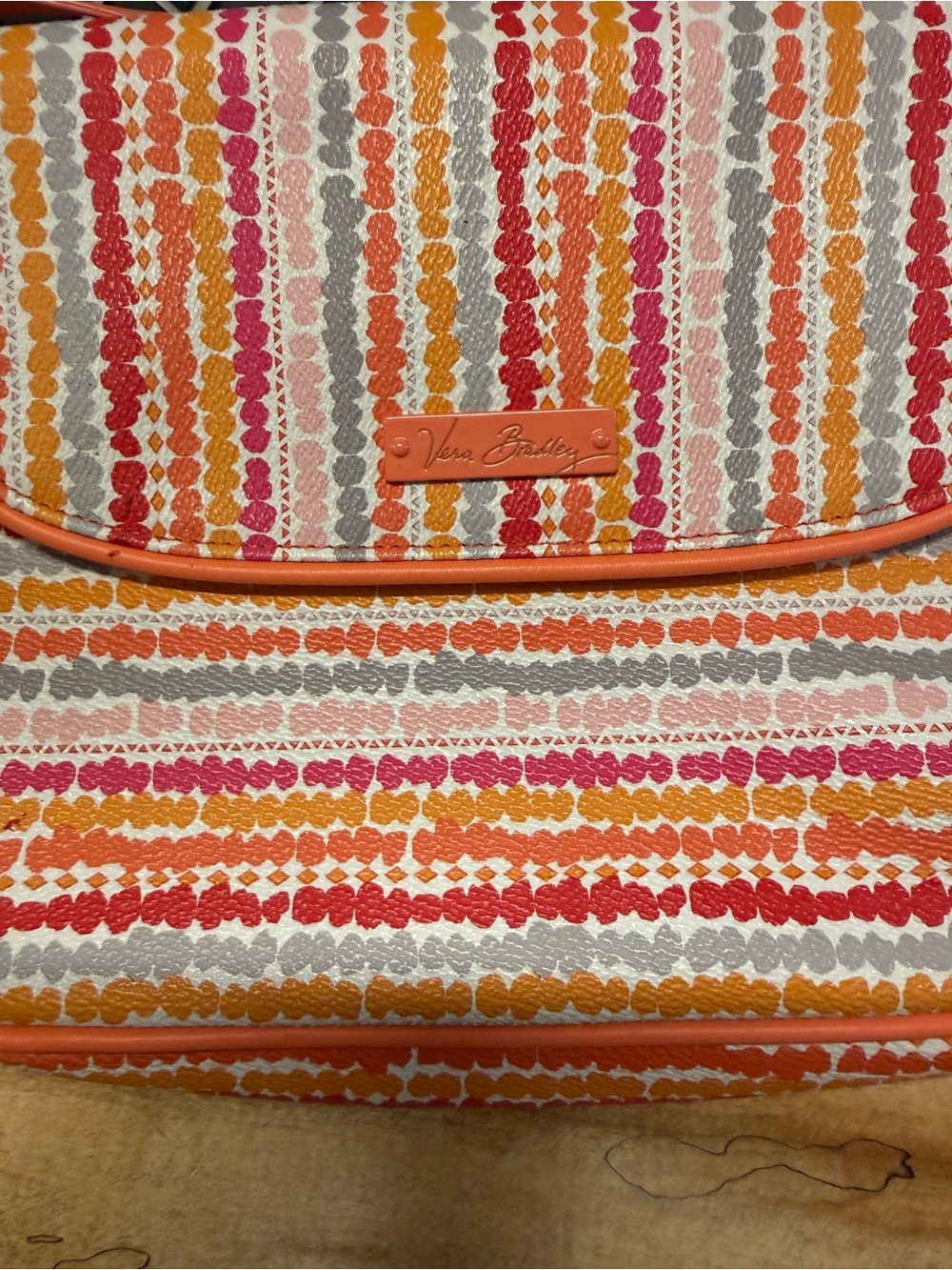 Vera Bradley Pink and Coral Striped Crossbody Bag - Picture 3 of 4